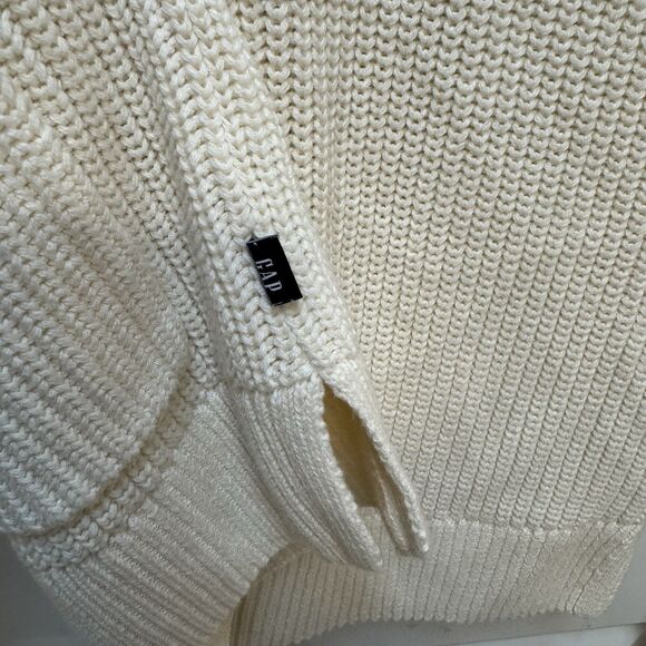 GAP WOMEN'S 100% COTTON CHUNKY SOFT-KNIT CARDIGAN SWEATER LARGE CREAM PREPPY - Picture 7 of 9